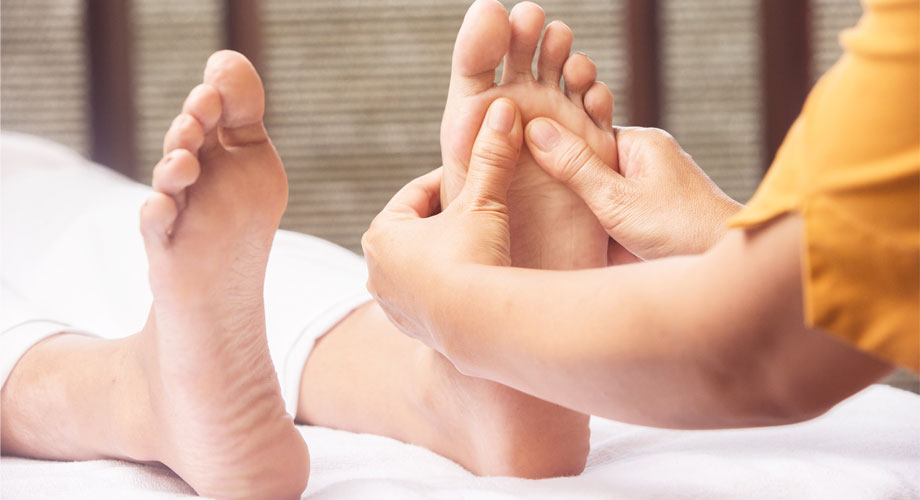 Acupressure being given for neuropathy